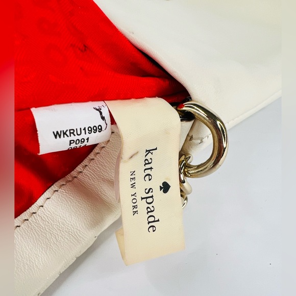 Kate Spade New York Astor Quilted White Leather Chain Crossbody Logo Bag - Picture 10 of 14